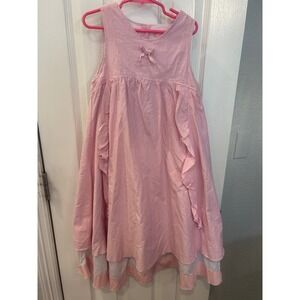 Pom‎ Pom Kids boutiquePink Stripe Ruffle Button Back Cotton Dress 122/128 k7090